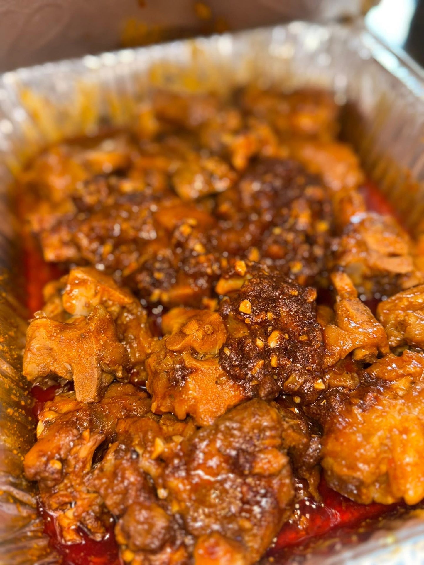 Pig feet bag  with  corn &potatoes & side  of cooked rice