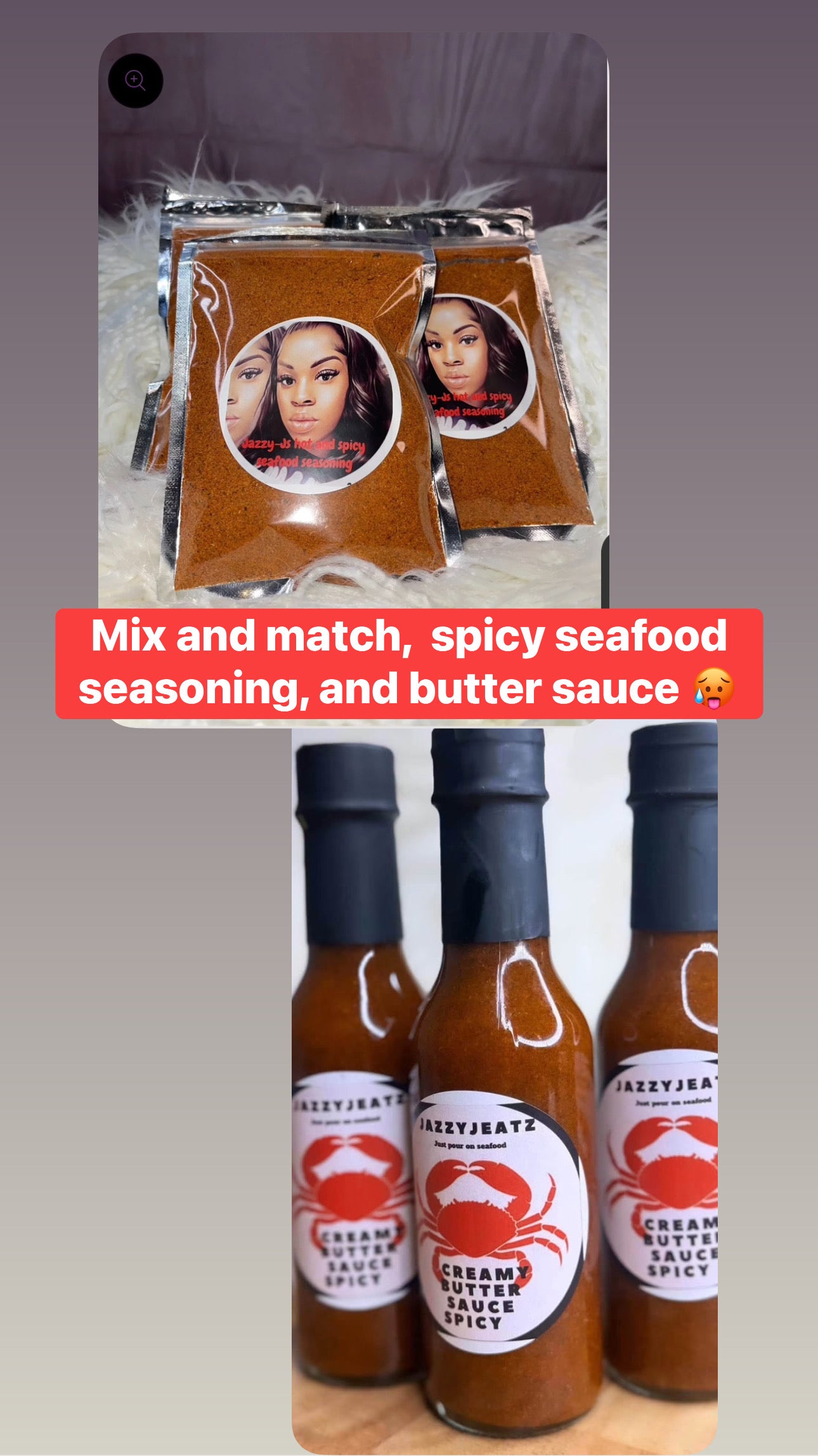 Mix and match seafood seasoning, and butter sauce spicy
